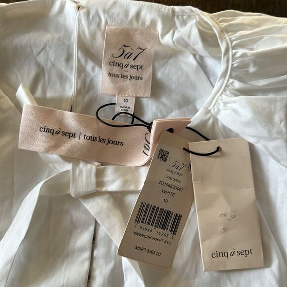 Cinq a Sept Lynn White Cotton Bow Detail Mini Dress - Picture 10 of 14